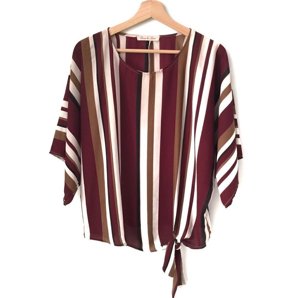 Vine & Love Fall Vibe Stripped Blouse